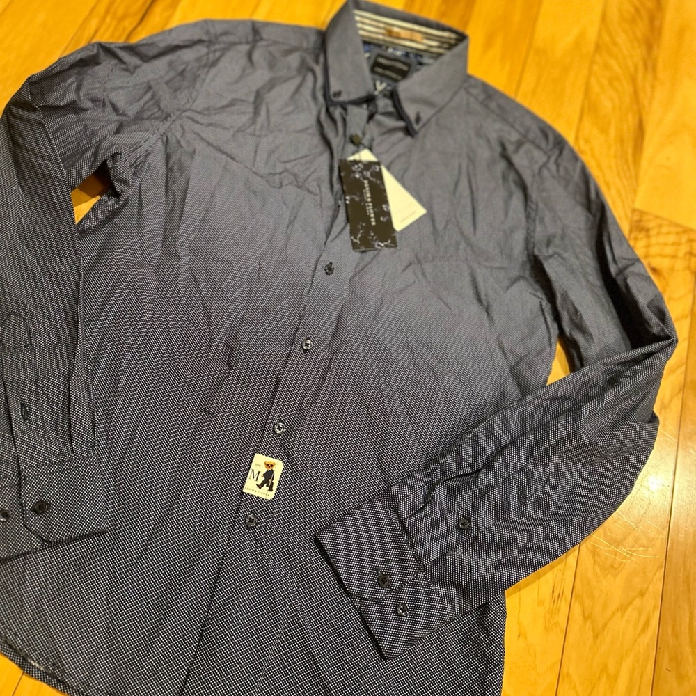 NWT Denim & Flower Men’s Cotton Long Sleeve Cotton Button Down Dress Shirt - Picture 3 of 10